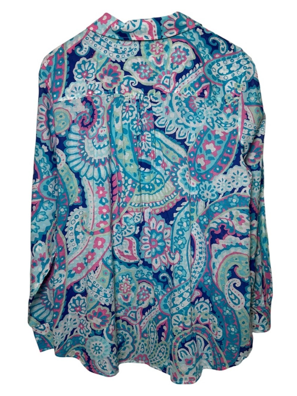 Talbots Top Womans 2X Button Down Shirt Lightweight Paisley Long Sleeve Coast - Picture 3 of 8